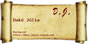 Dakó Júlia névjegykártya